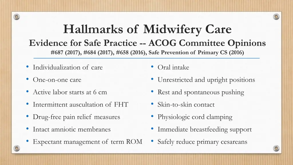 hallmarks of midwifery care evidence for safe