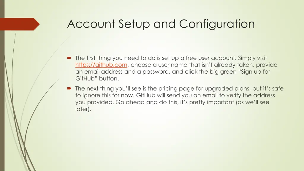 account setup and configuration