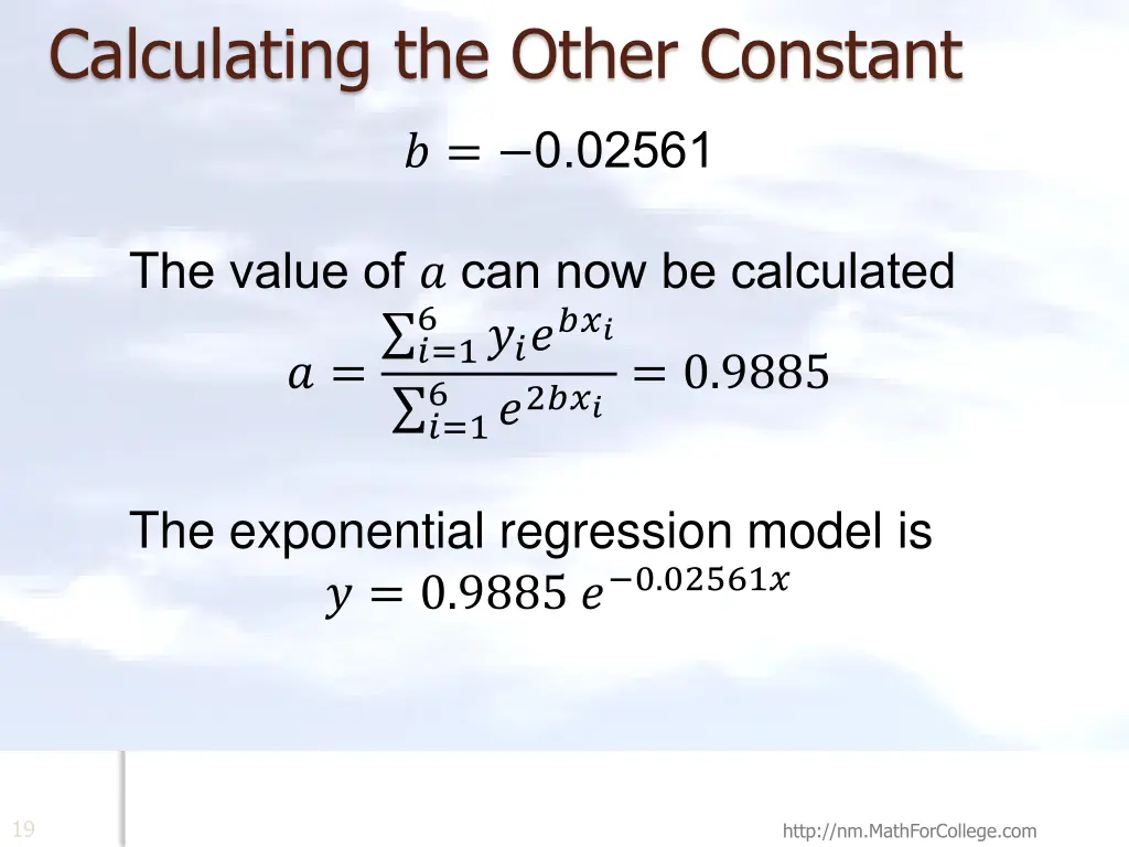 calculating the other constant