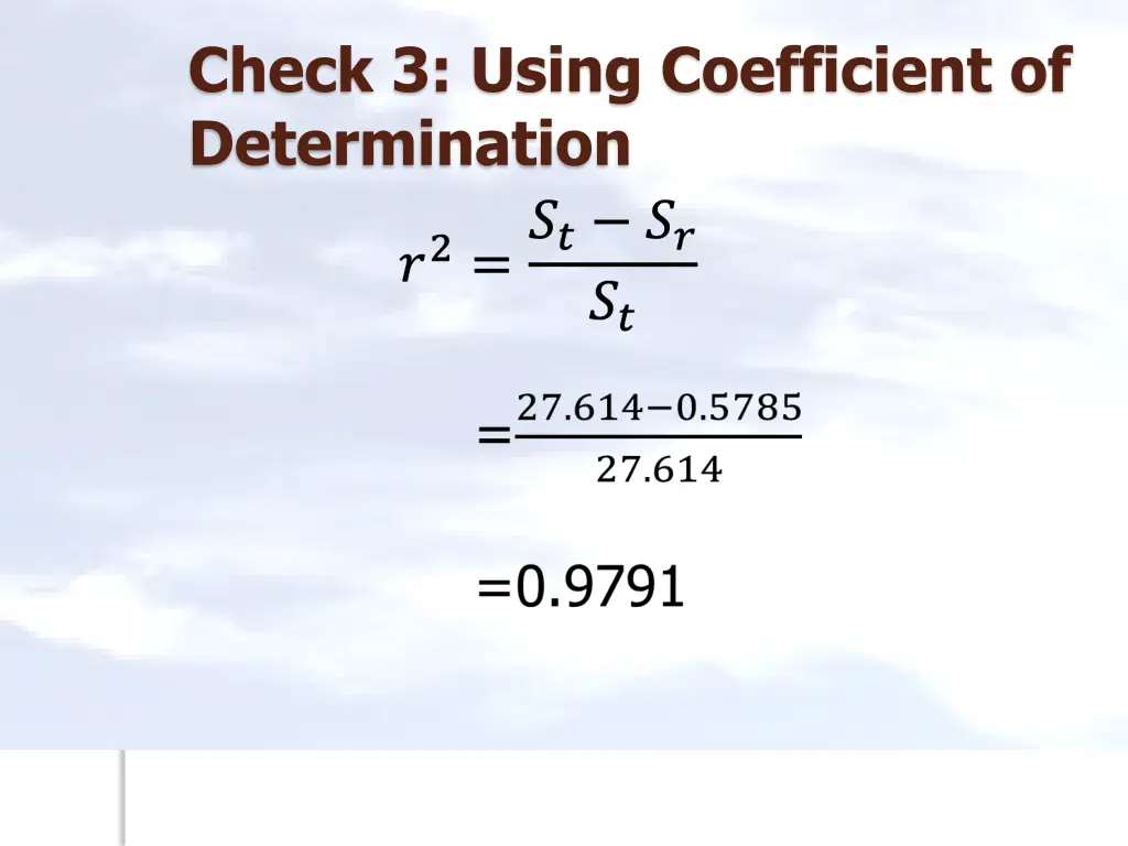check 3 using coefficient of determination
