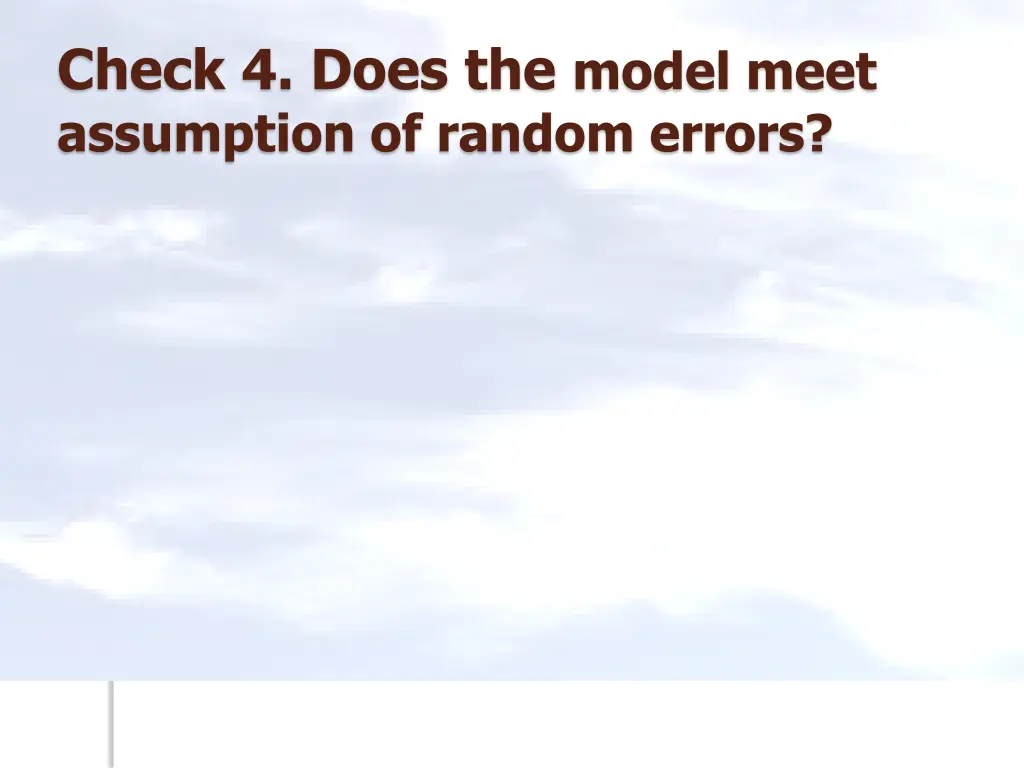 check 4 does the model meet assumption of random