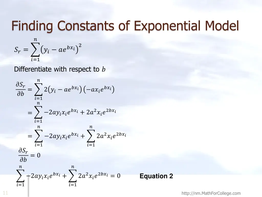finding constants of exponential model 2