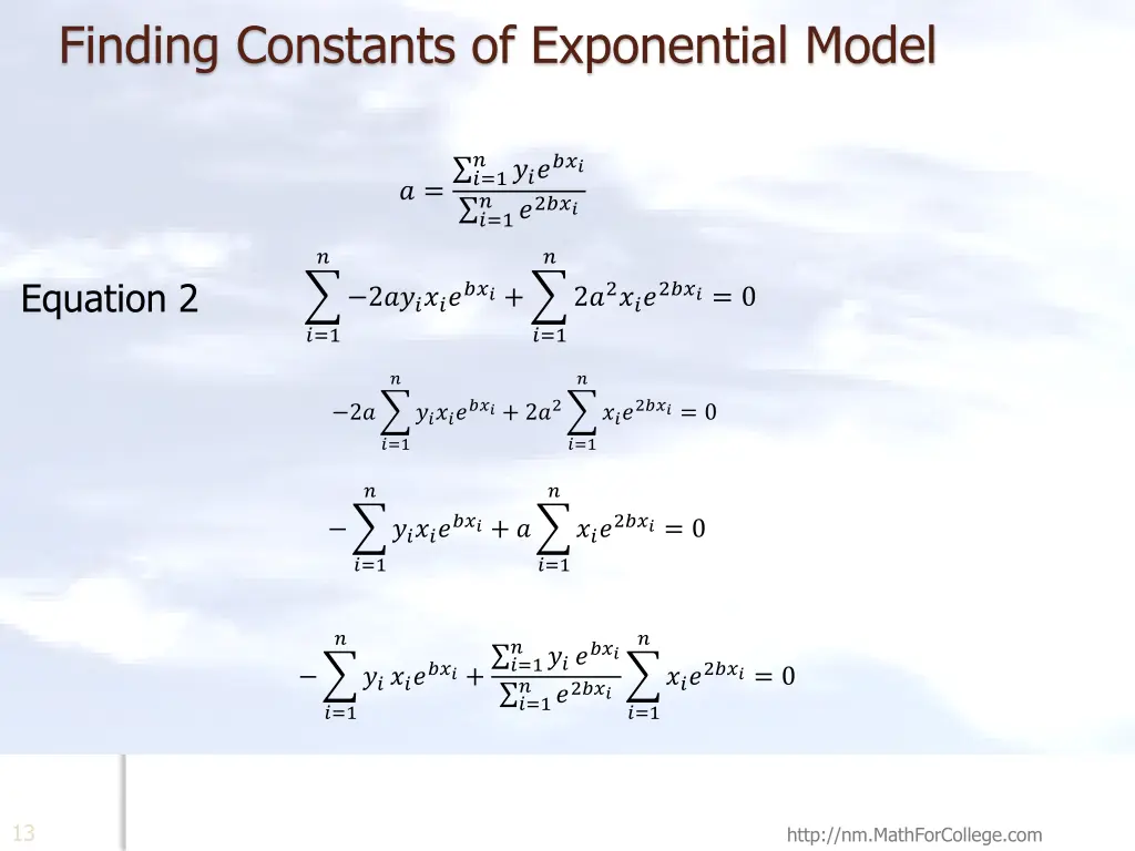 finding constants of exponential model 4