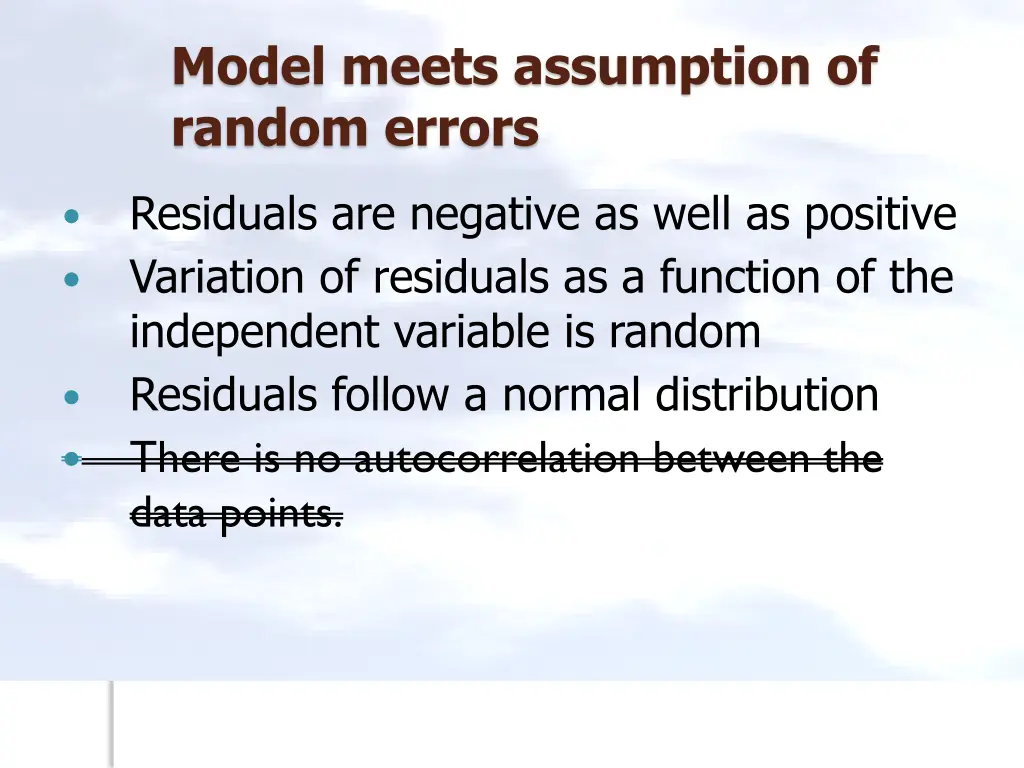 model meets assumption of random errors