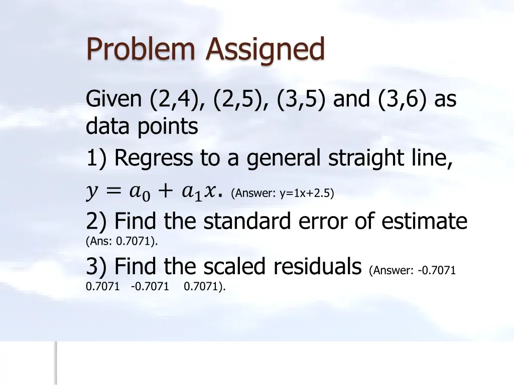 problem assigned