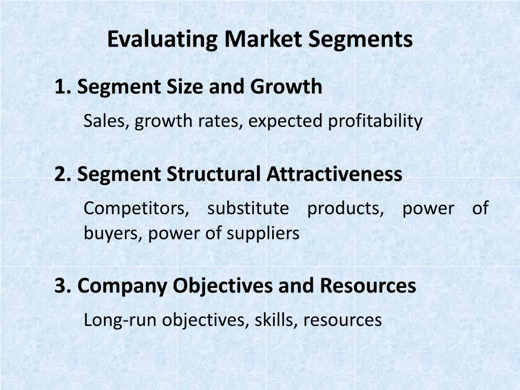 evaluating market segments