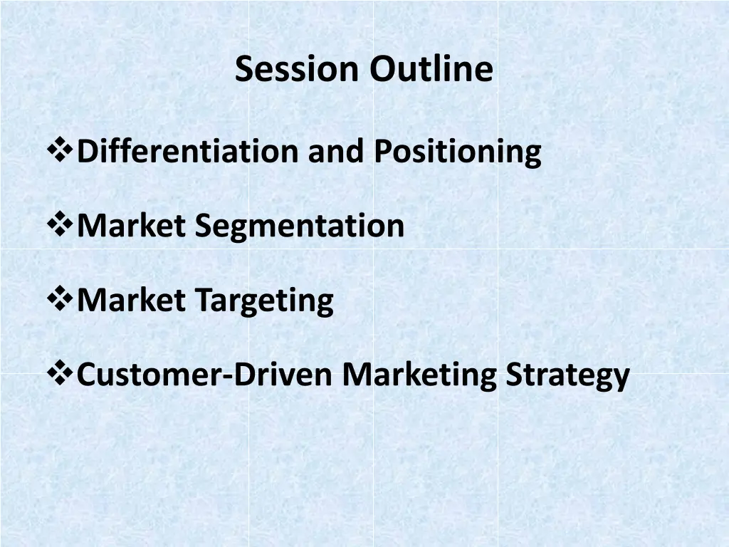 session outline
