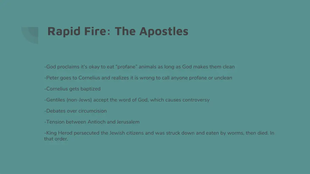 rapid fire the apostles