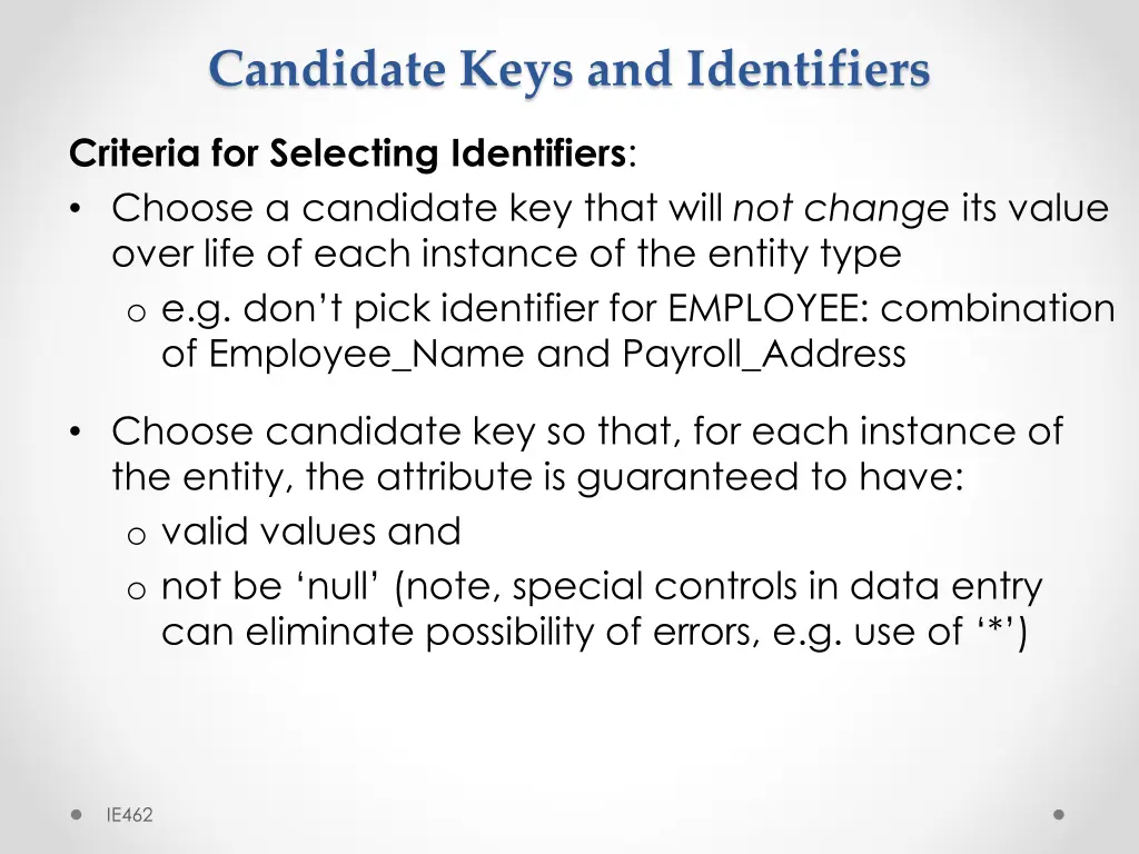 candidate keys and identifiers 3