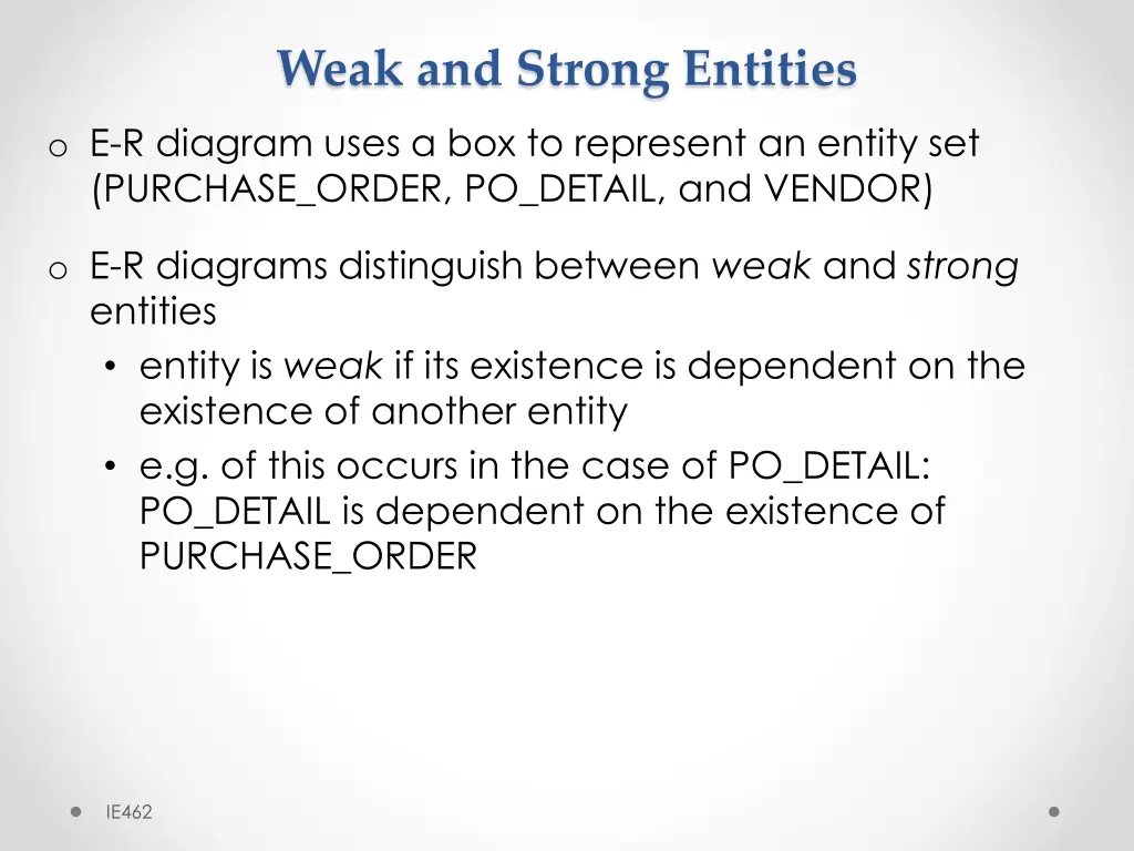 weak and strong entities