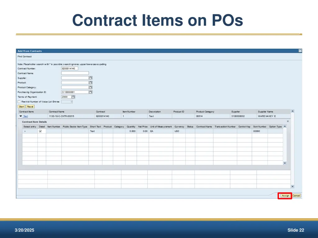 contract items on pos 3