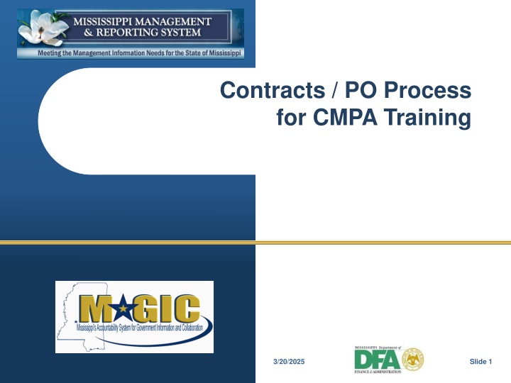 contracts po process for cmpa training