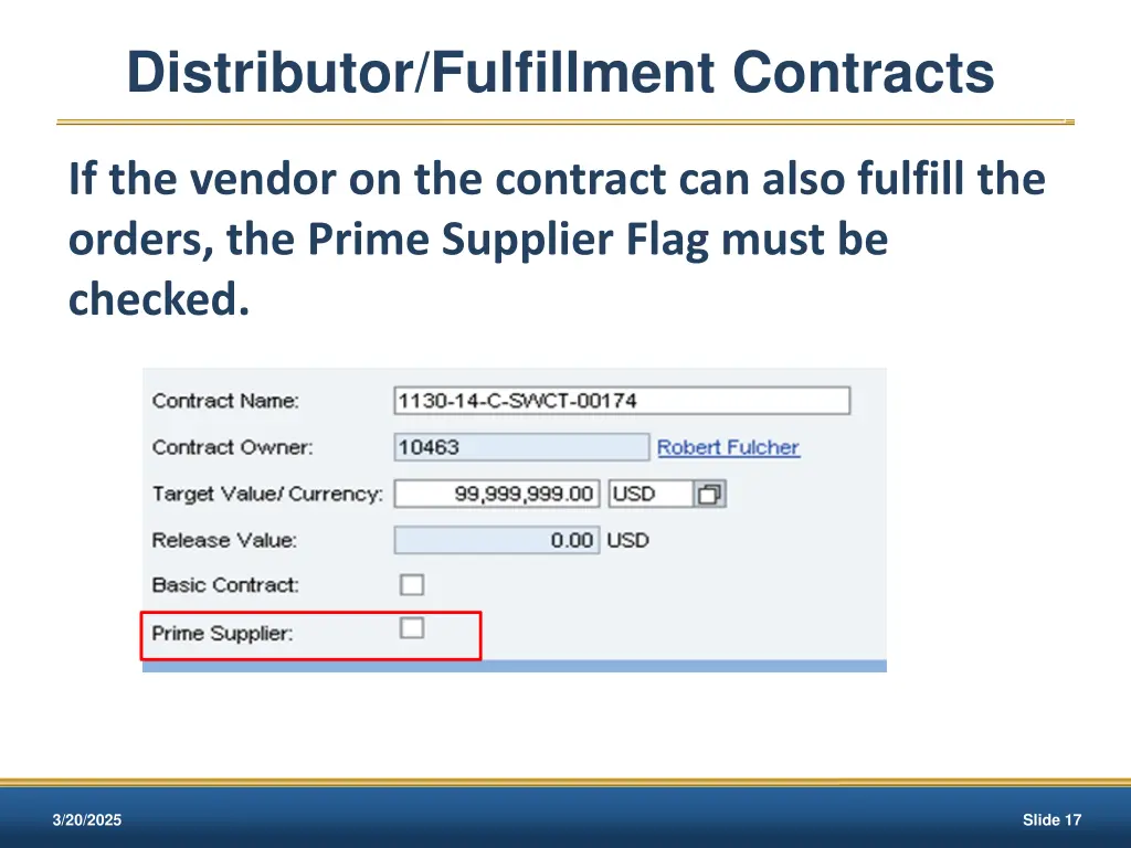 distributor fulfillment contracts