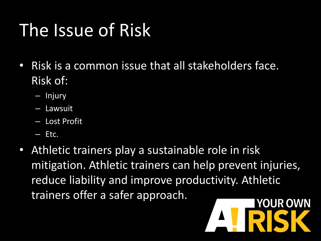 the issue of risk