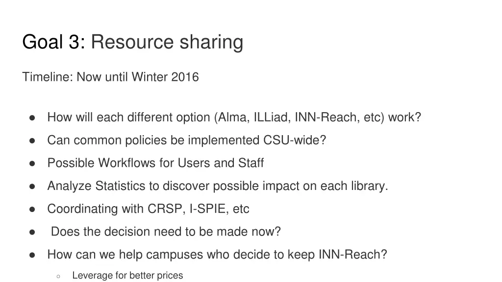goal 3 resource sharing