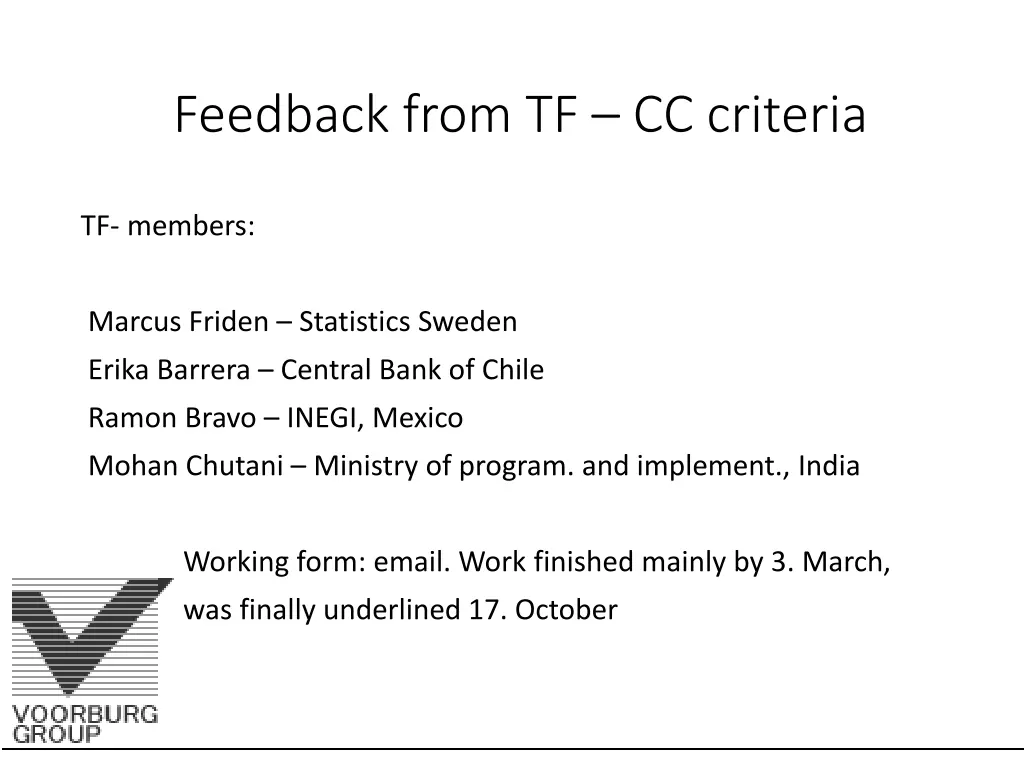 feedback from tf cc criteria