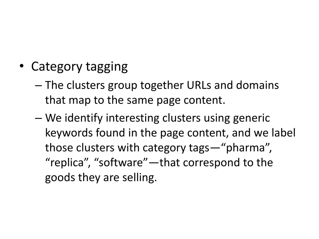 category tagging the clusters group together urls