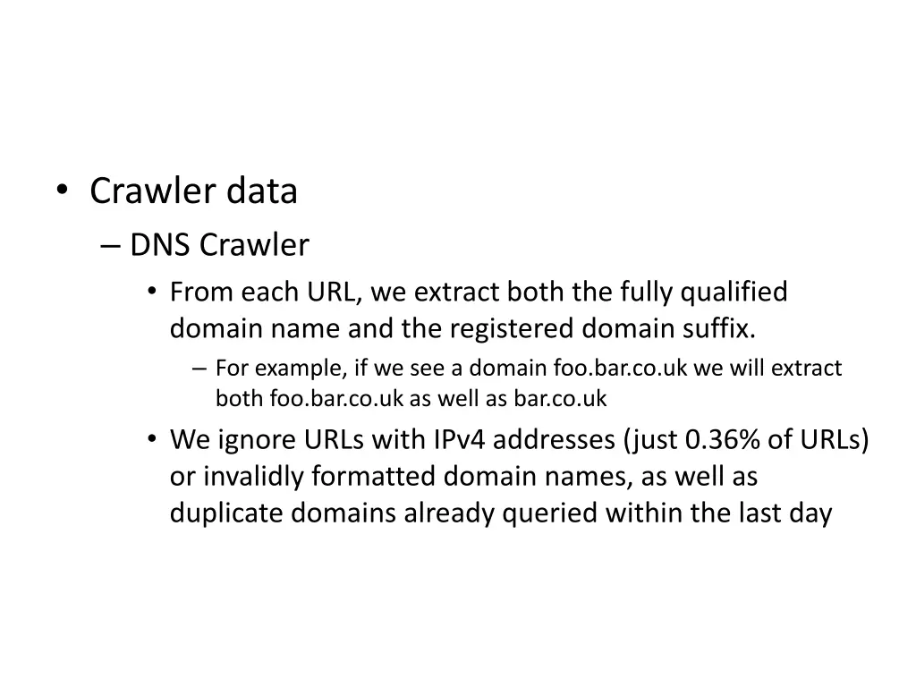 crawler data dns crawler from each url we extract