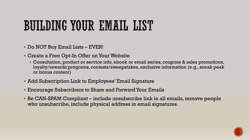 building your email list