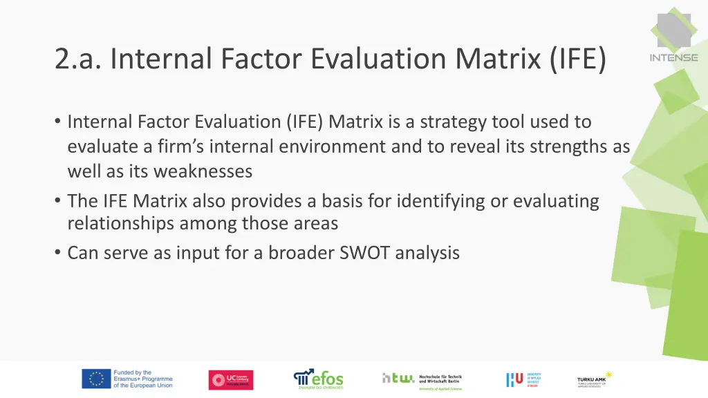 2 a internal factor evaluation matrix ife
