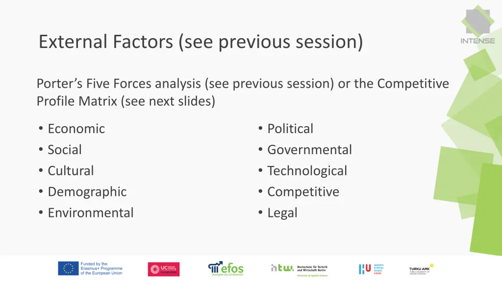 external factors see previous session