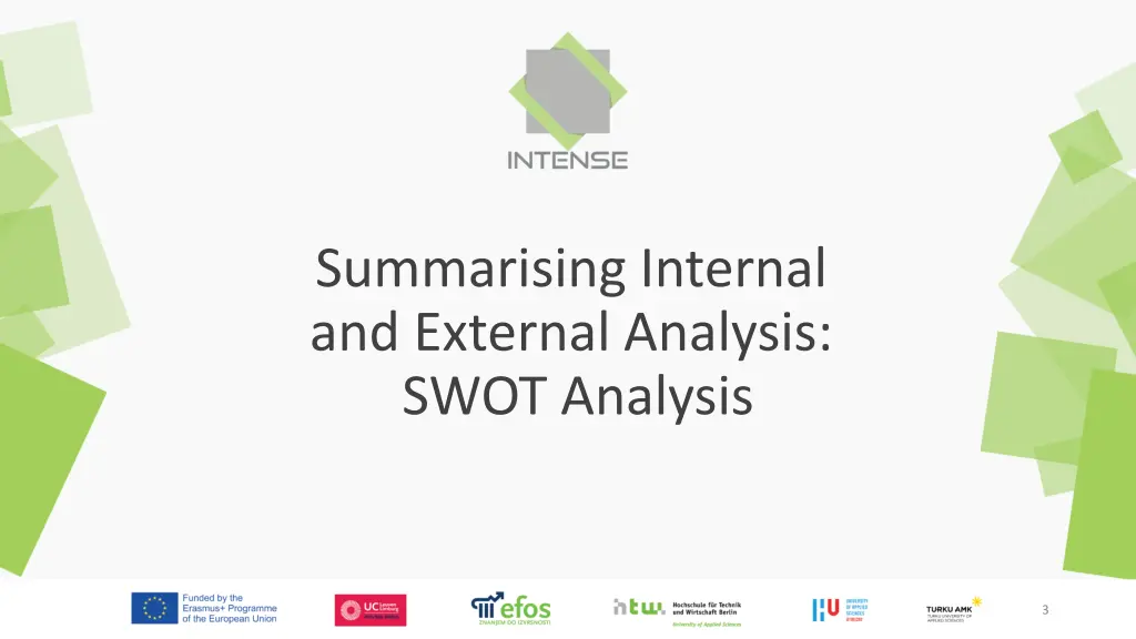 summarising internal and external analysis swot