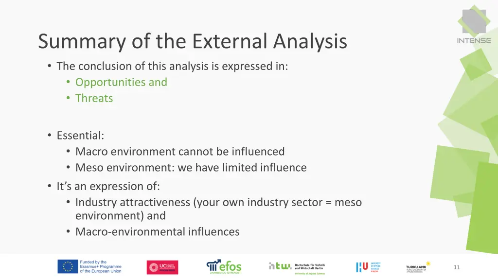 summary of the external analysis the conclusion