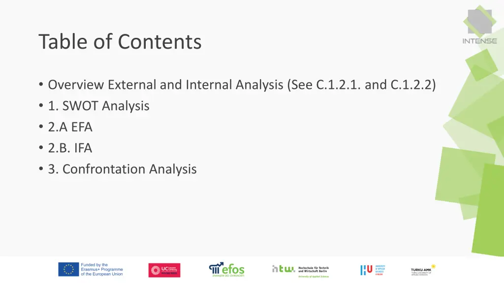 table of contents