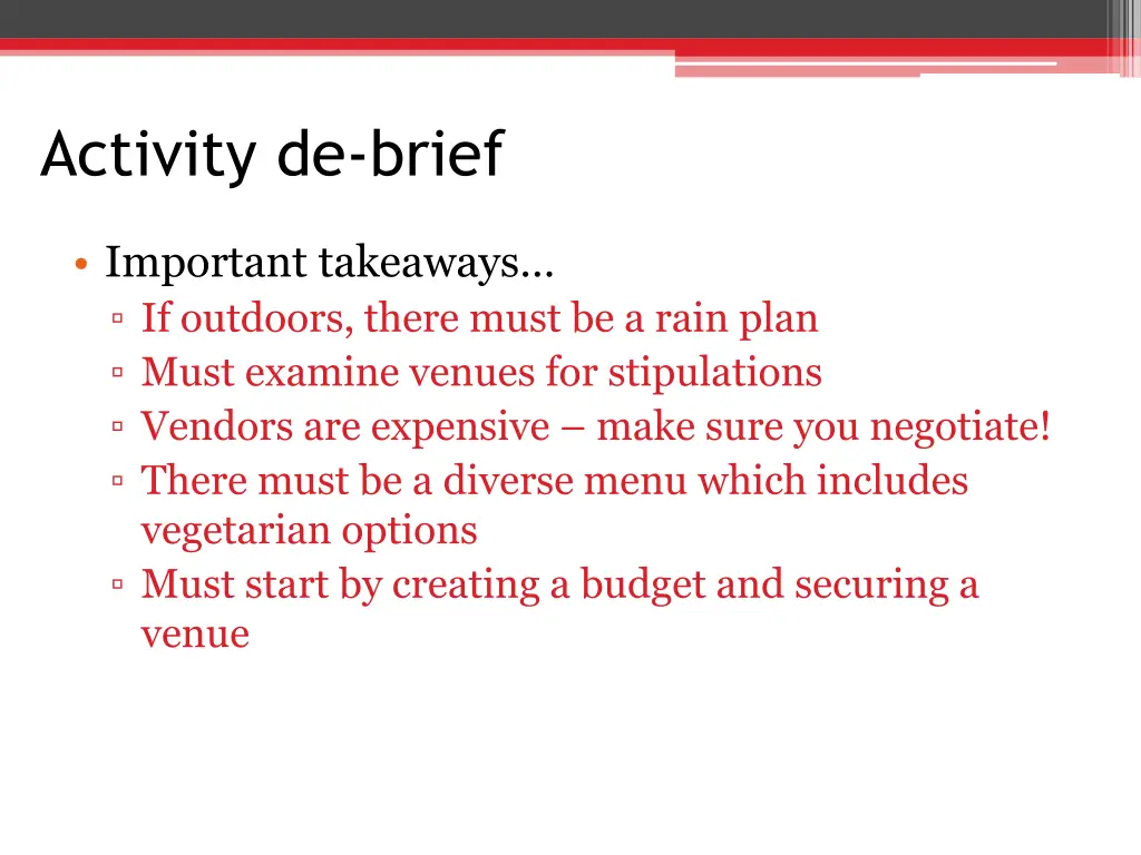 activity de brief