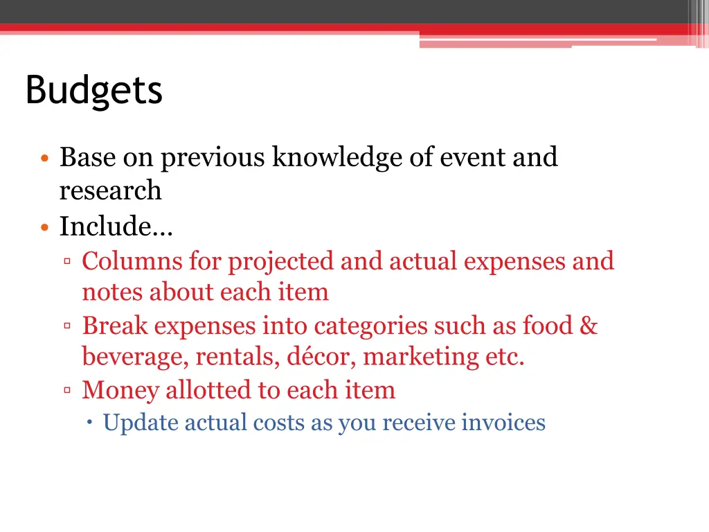 budgets