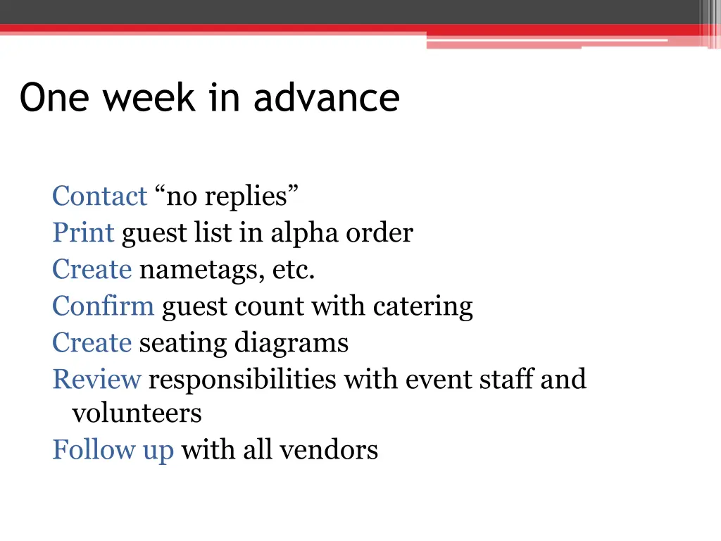 one week in advance