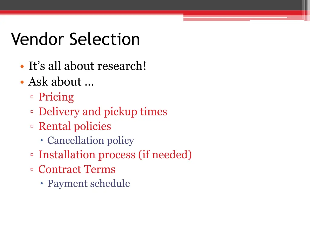 vendor selection