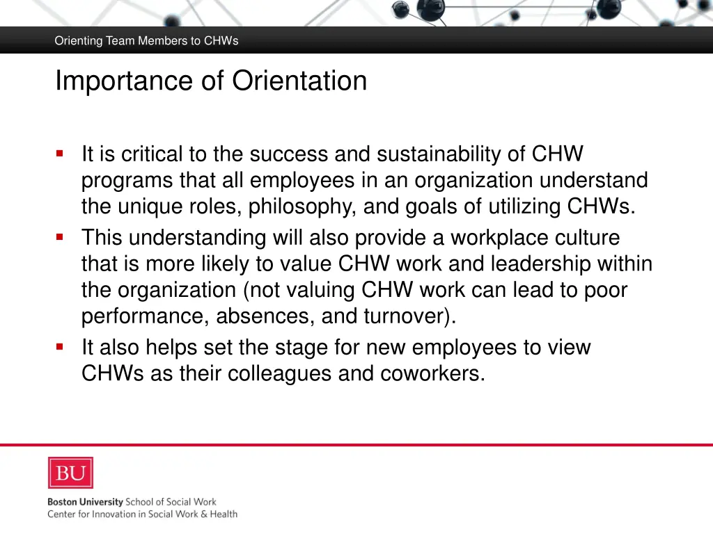 orienting team members to chws 3