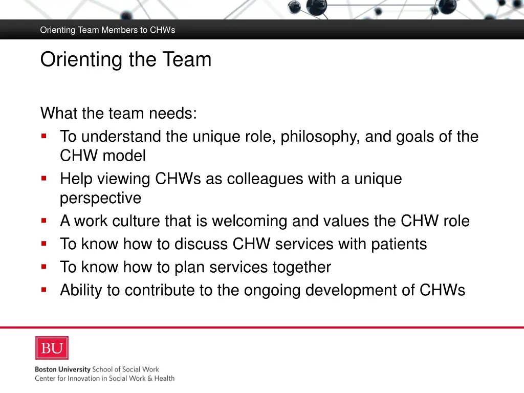 orienting team members to chws 4