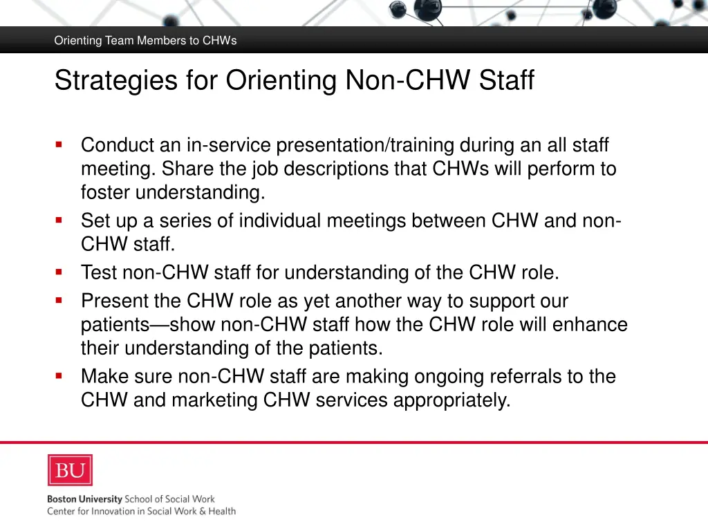 orienting team members to chws 5