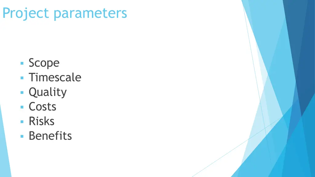 project parameters
