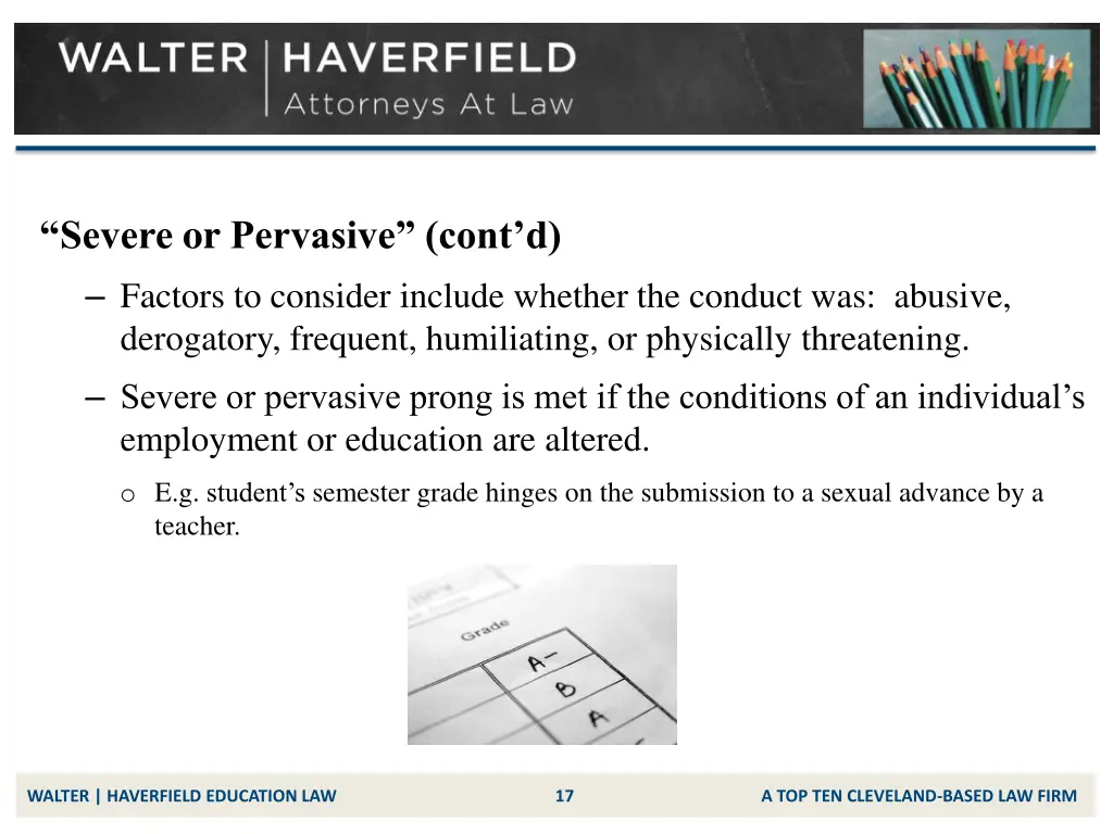 severe or pervasive cont d