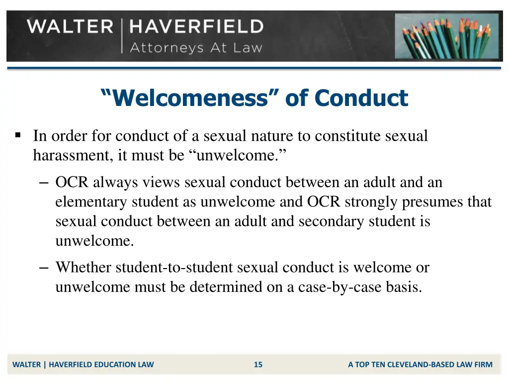 welcomeness of conduct