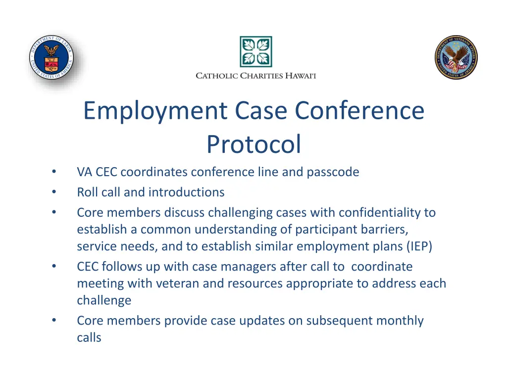 employment case conference protocol