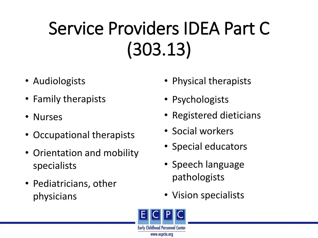 service providers idea part c service providers