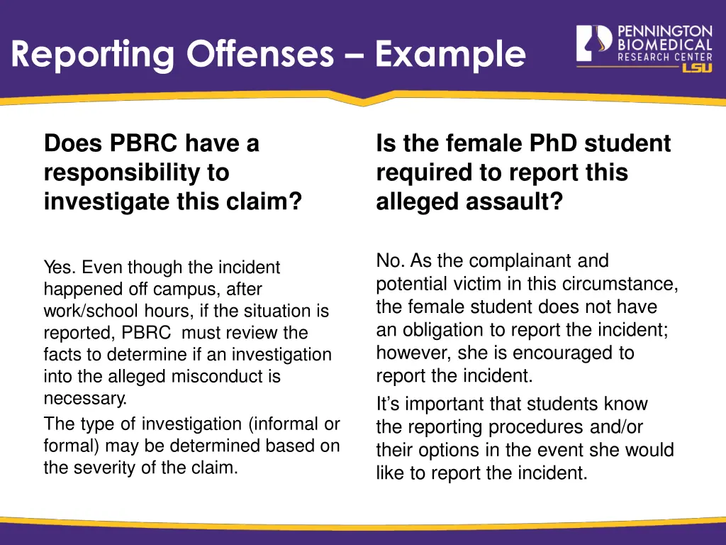 reporting offenses example 1