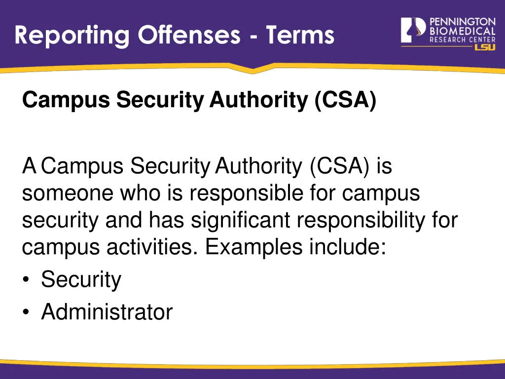 reporting offenses terms 1