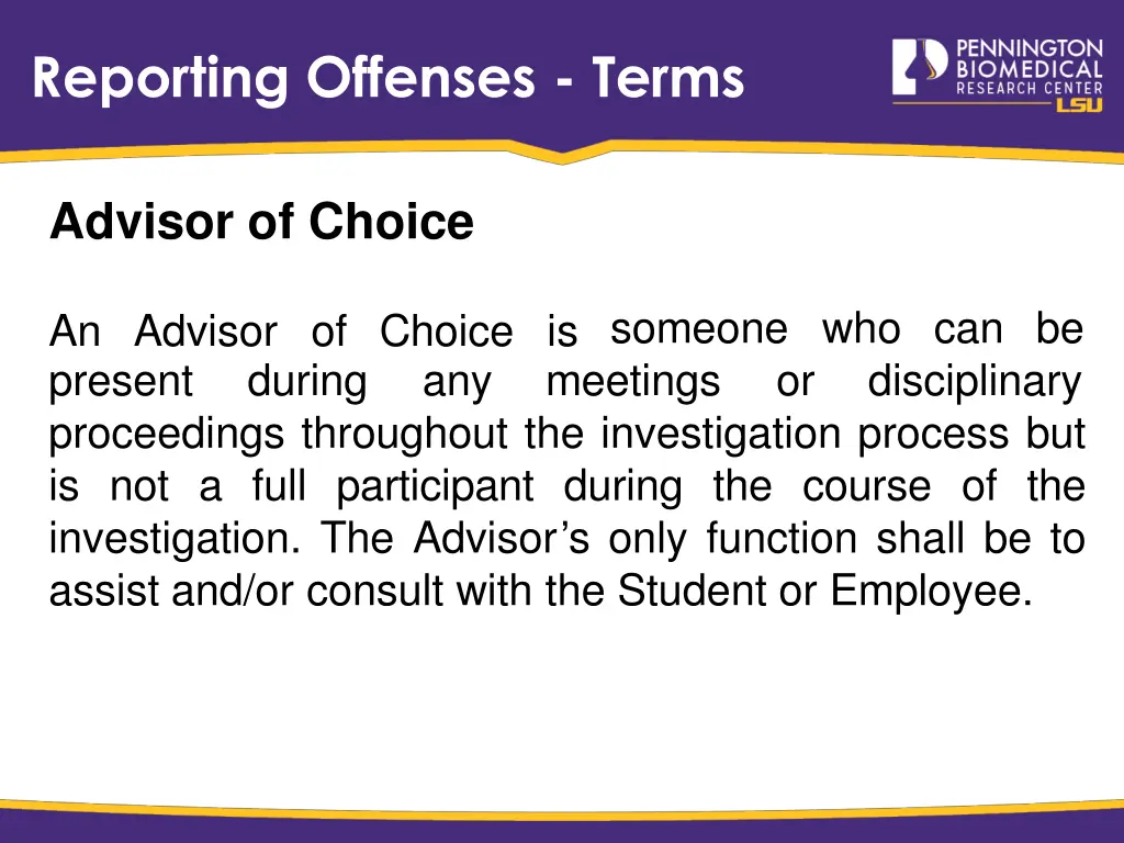 reporting offenses terms