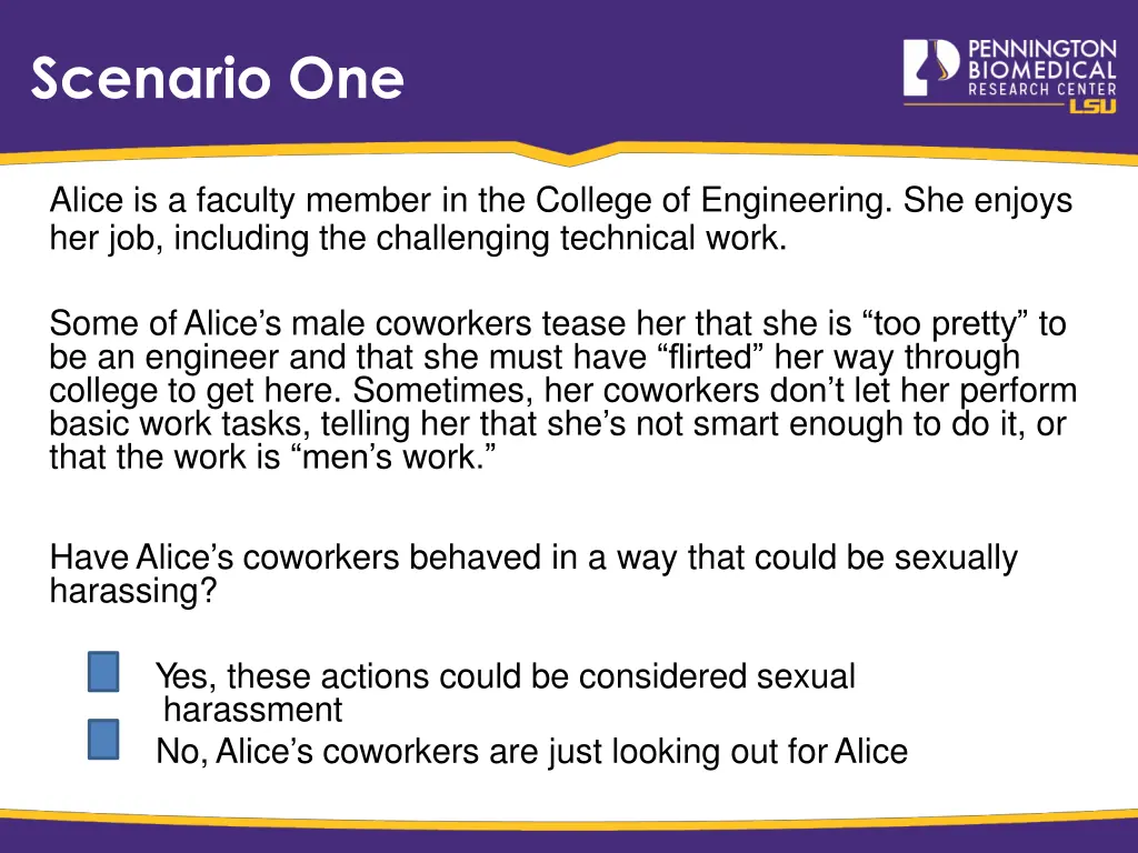 scenario one