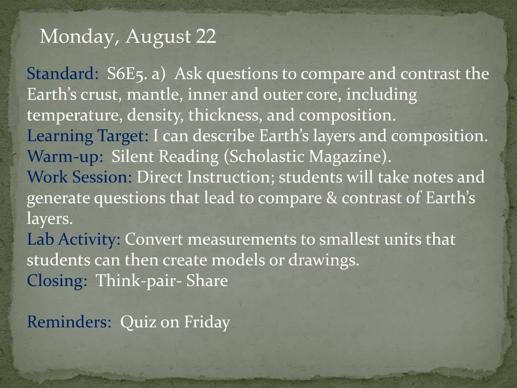 monday august 22