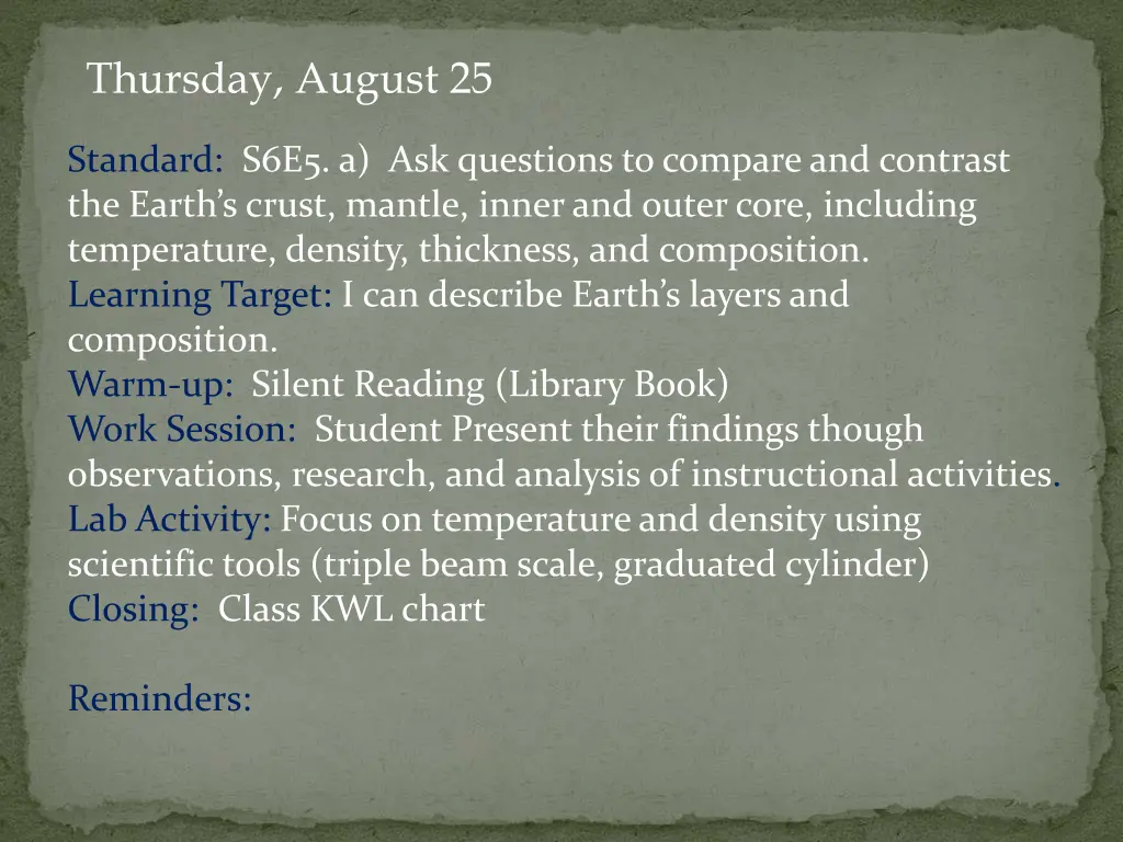 thursday august 25