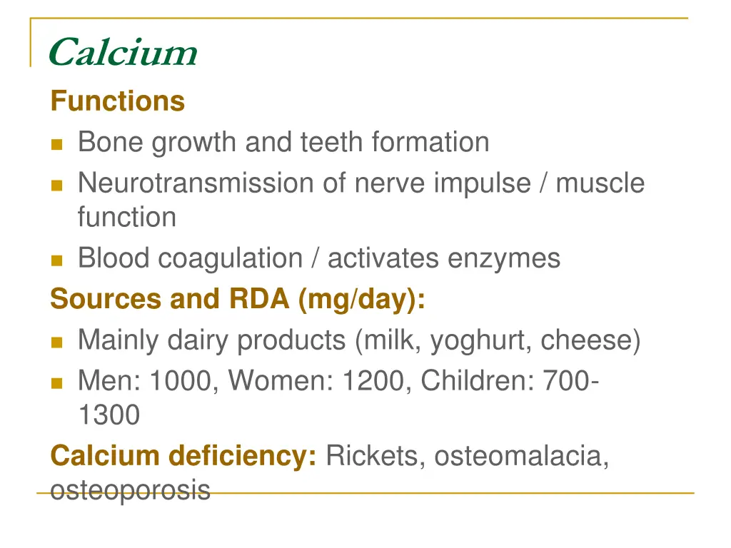calcium functions bone growth and teeth formation