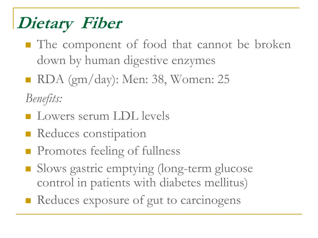 dietary fiber the component of food that cannot