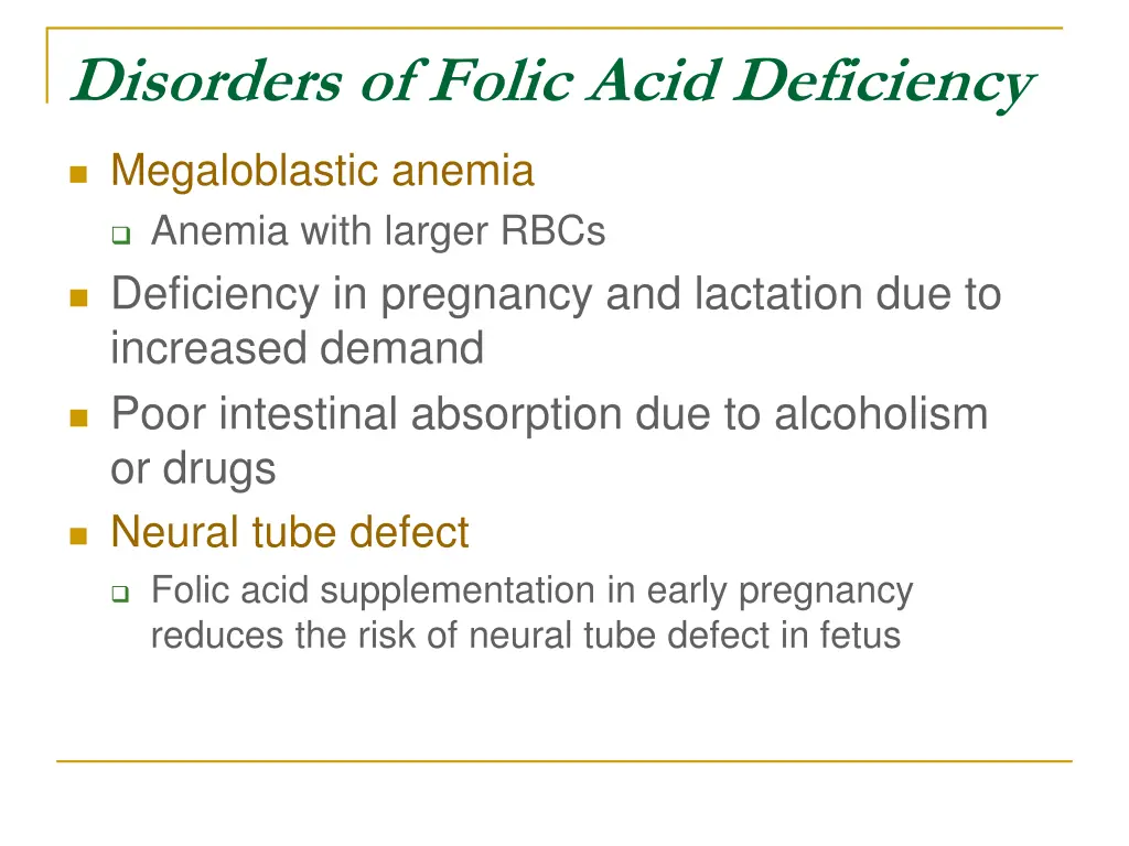 disorders of folic acid deficiency