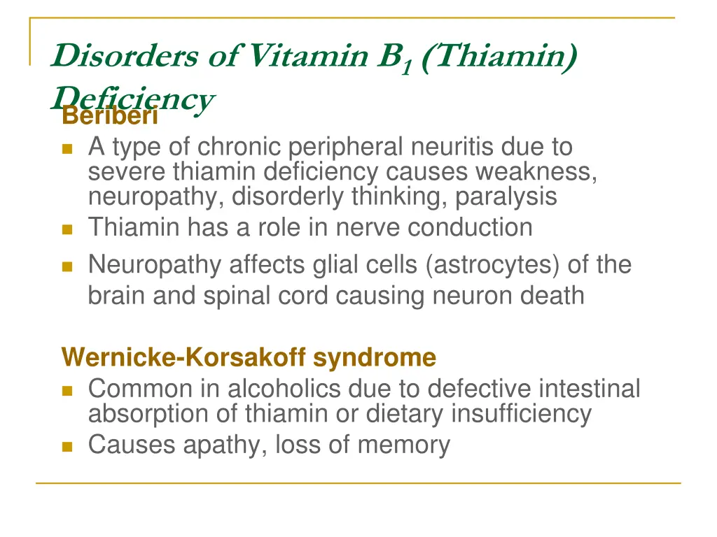 disorders of vitamin b 1 thiamin deficiency